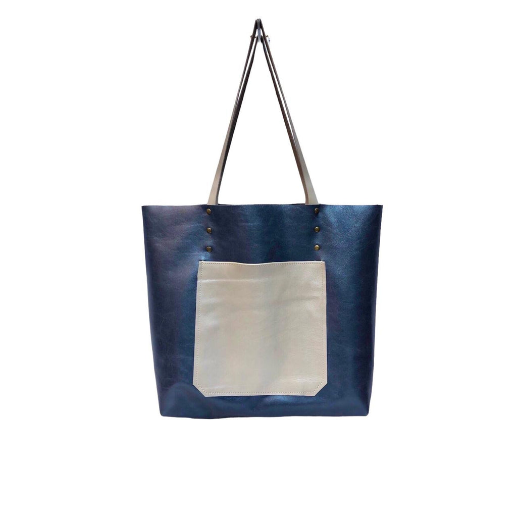 Tote Simple Azul Metálico